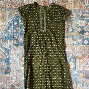 Casual Green Maxi Sundress with Flutter Cap Sleeves